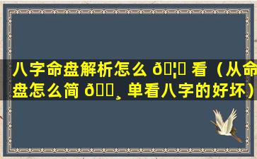 八字命盘解析怎么 🦄 看（从命盘怎么简 🕸 单看八字的好坏）